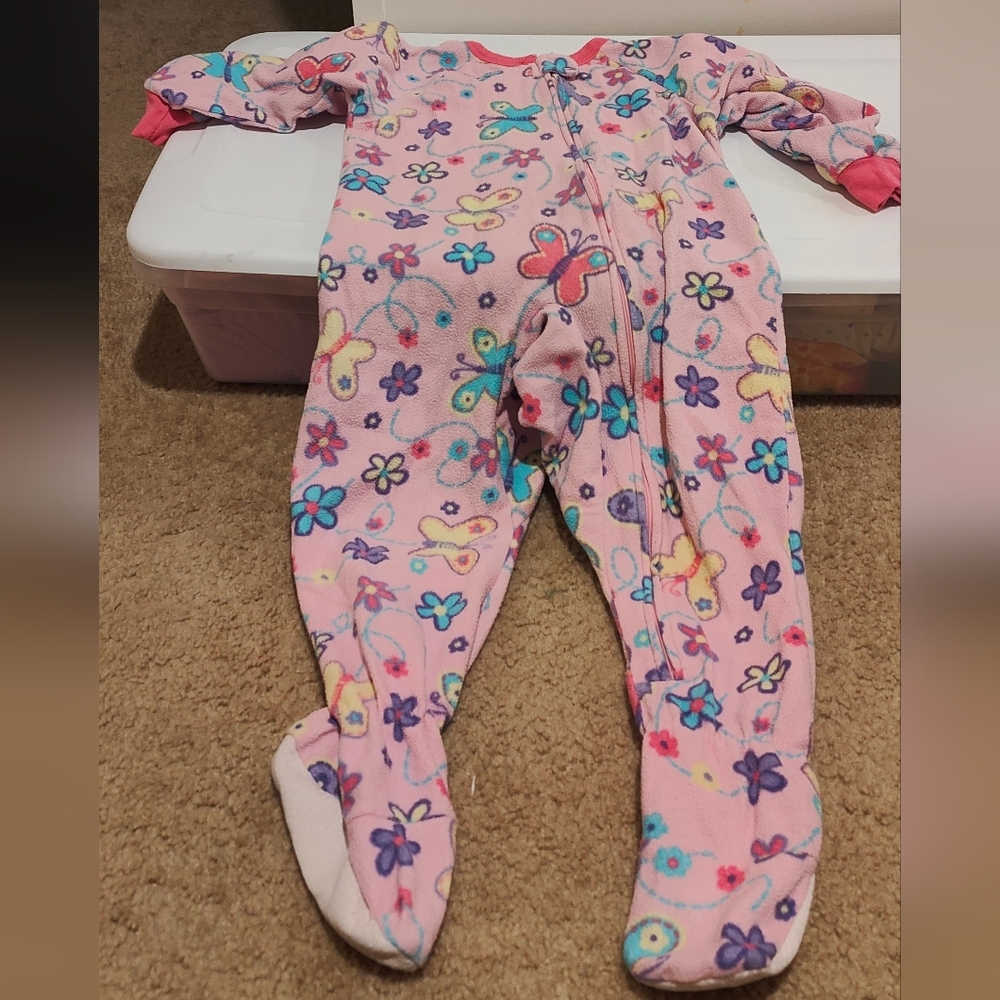 Pink Floral Kids Footie Pajamas